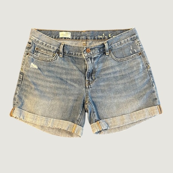 GAP Pants - Gap 1969 Sexy Boyfriend Denim Shorts Light Wash Distressed Cuffed Size 28 6